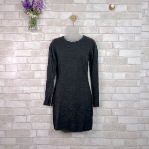BCX Gray Long Sleeve Crewneck Sweater Dress